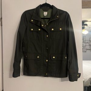 J. Crew dark green utility jacket with gold hardware